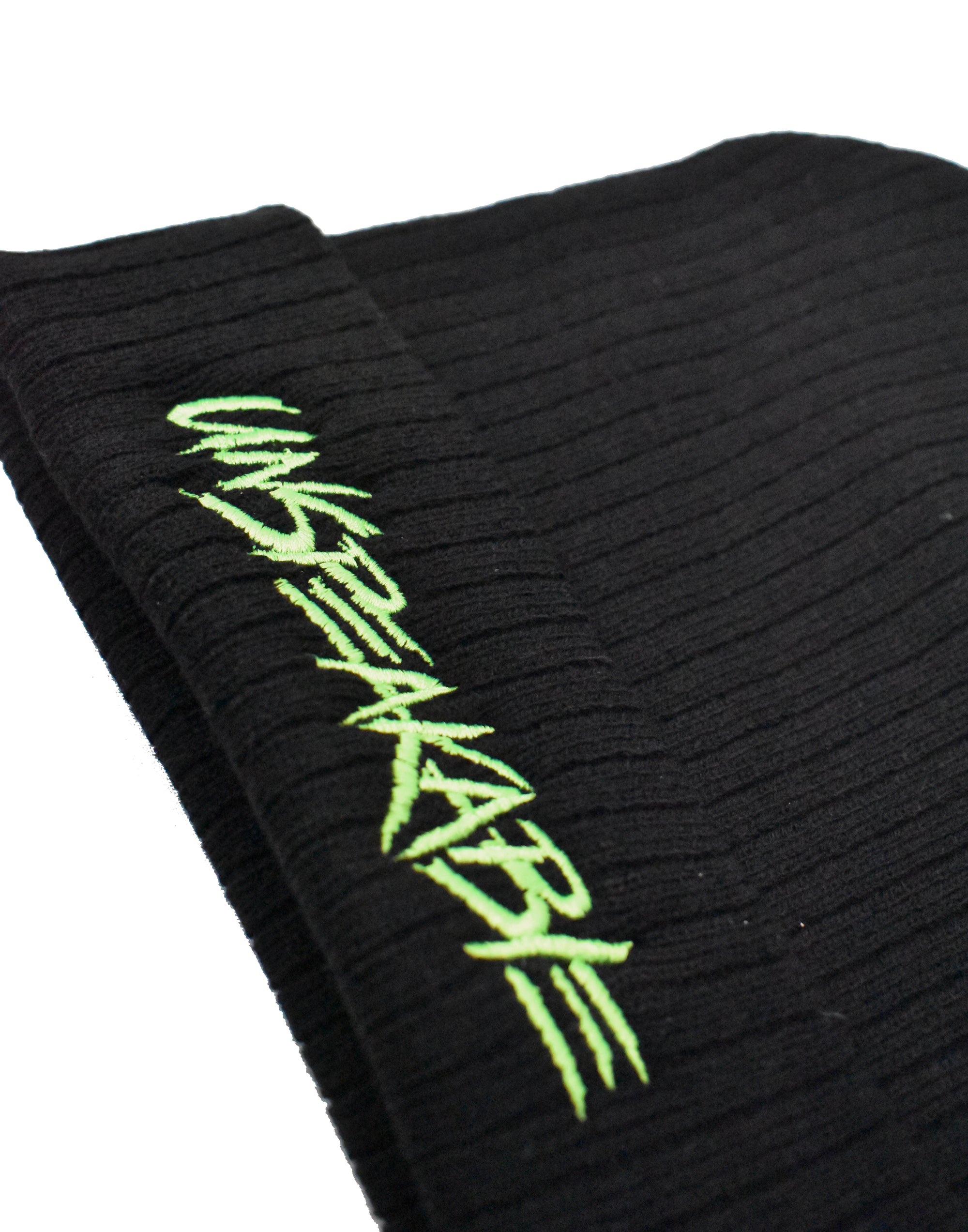 BLACK/NEON GREEN BEANIE