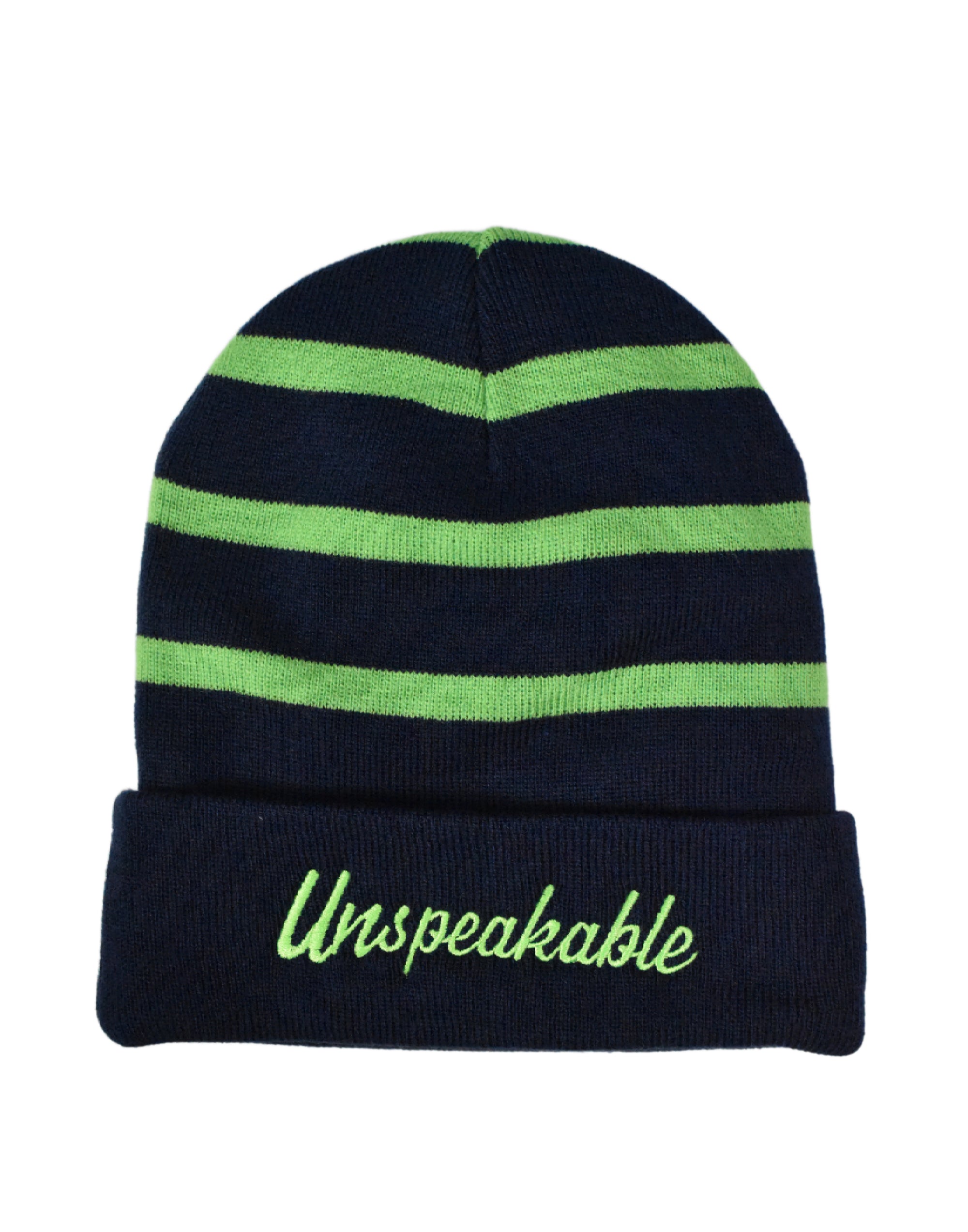 NAVY & GREEN BEANIE