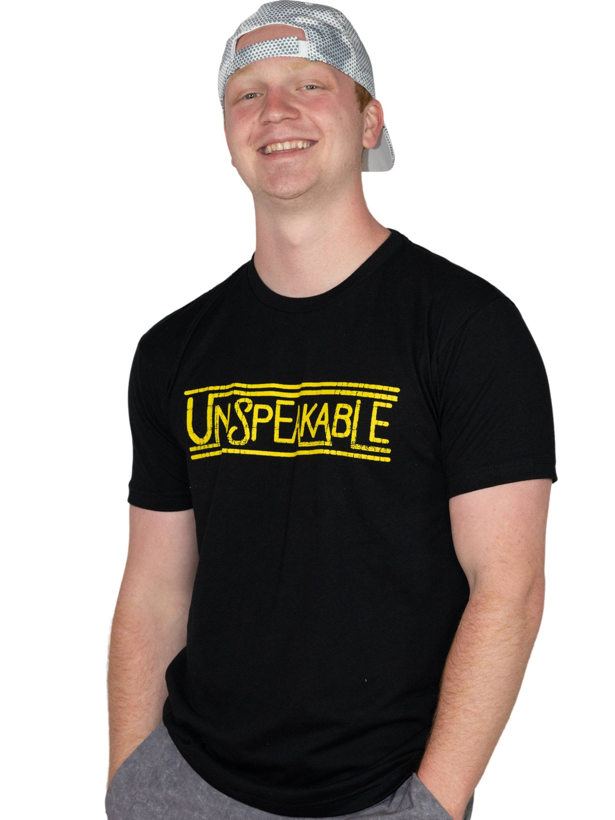 BLACK T-SHIRT WITH YELLOW FONT - UnspeakableGaming