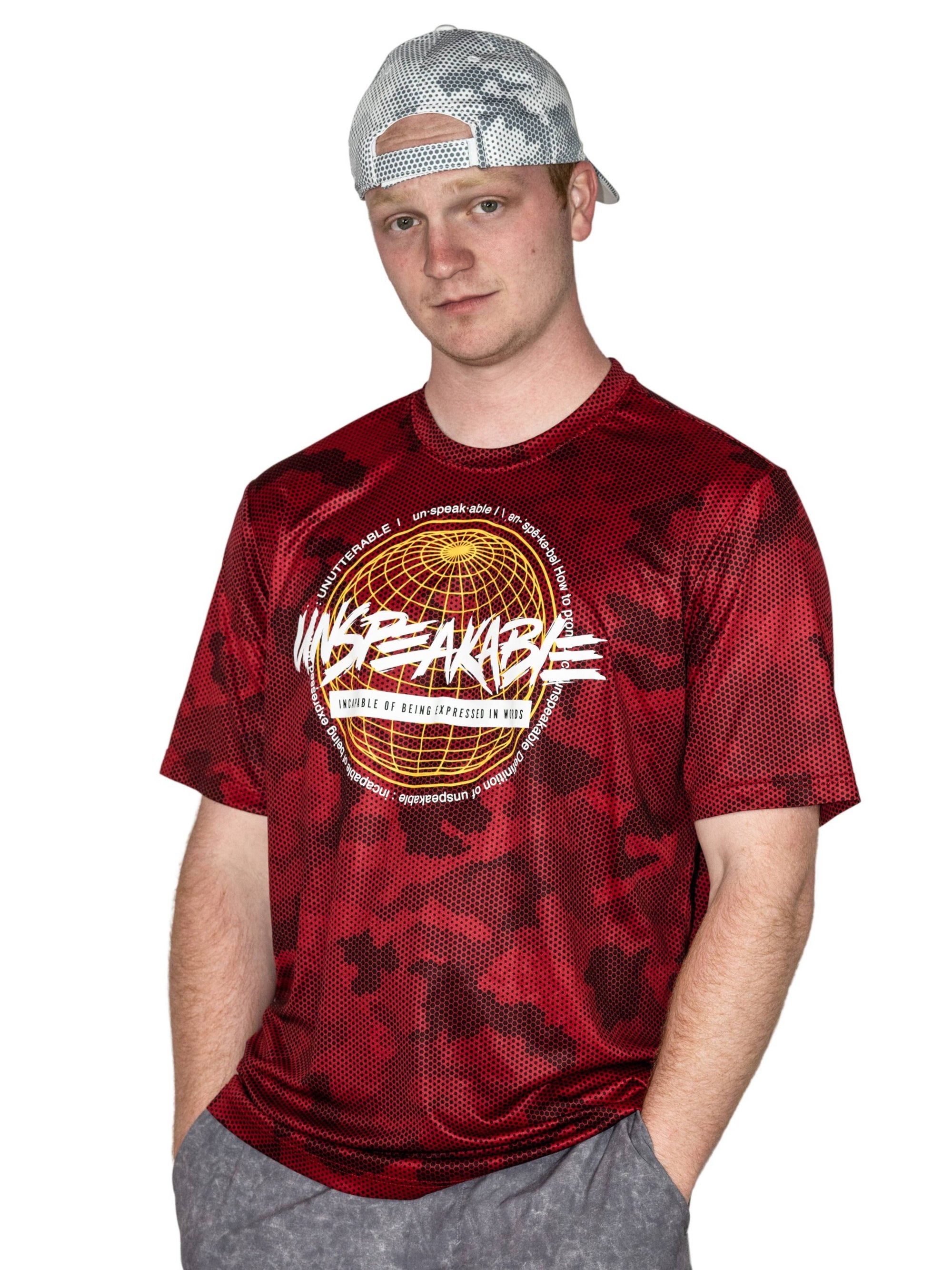 RED CAMO HEX T-SHIRT - UnspeakableGaming