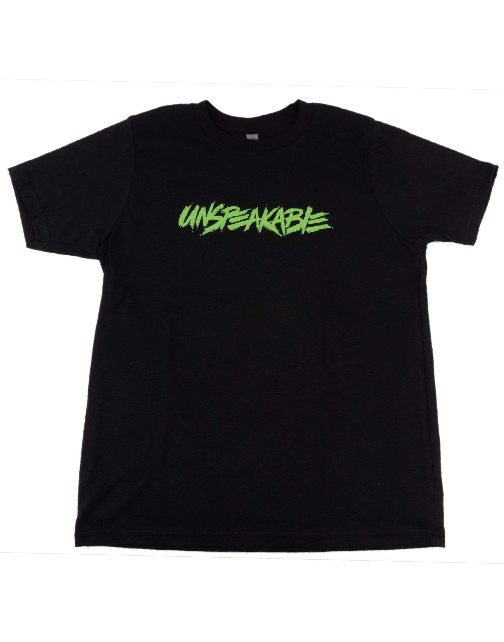 BLACK T-SHIRT WITH NEON GREEN FONT - UnspeakableGaming