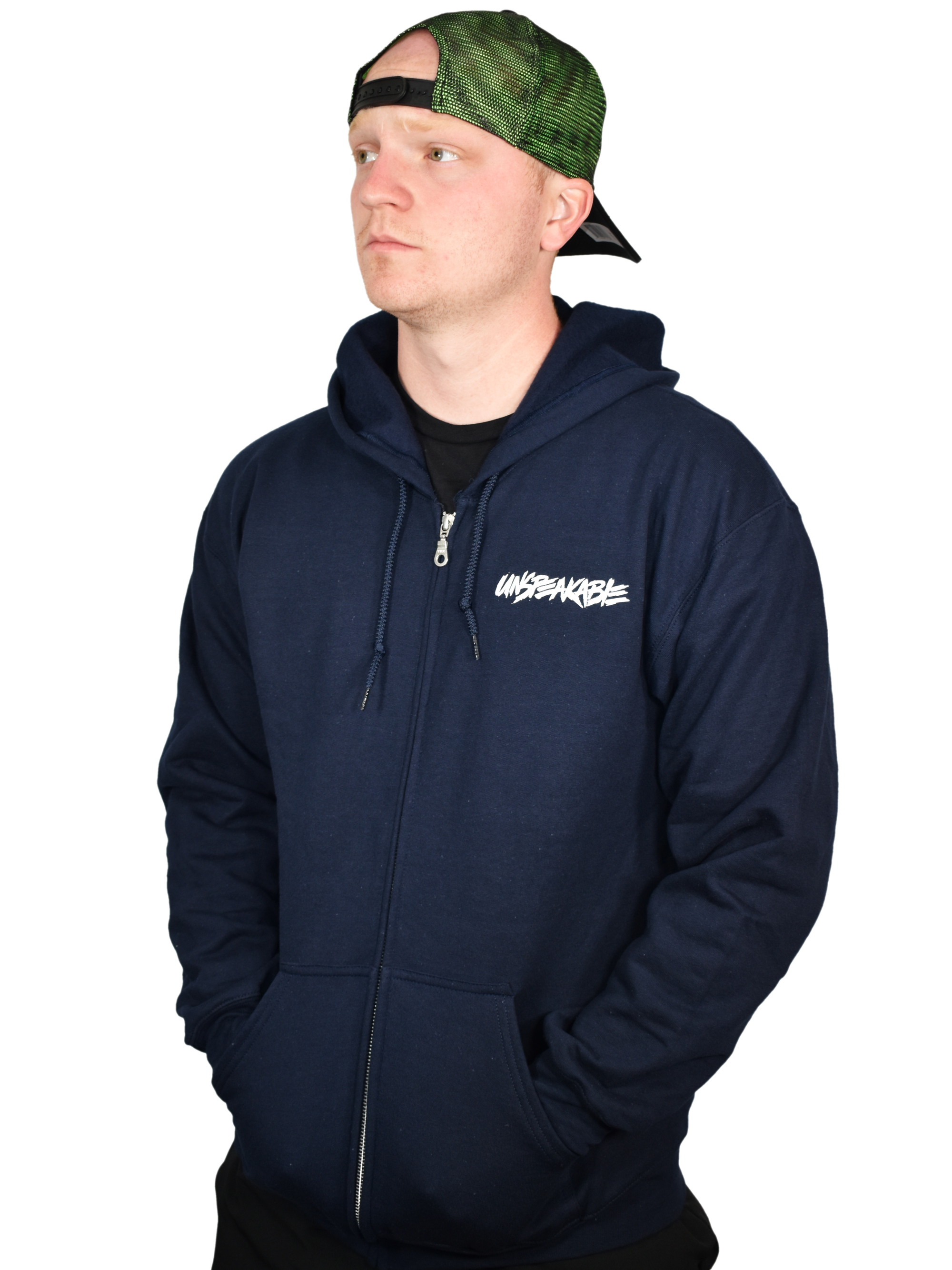 Unspeakable Hoodie Navy Zip Up Hoodie Graffiti logo